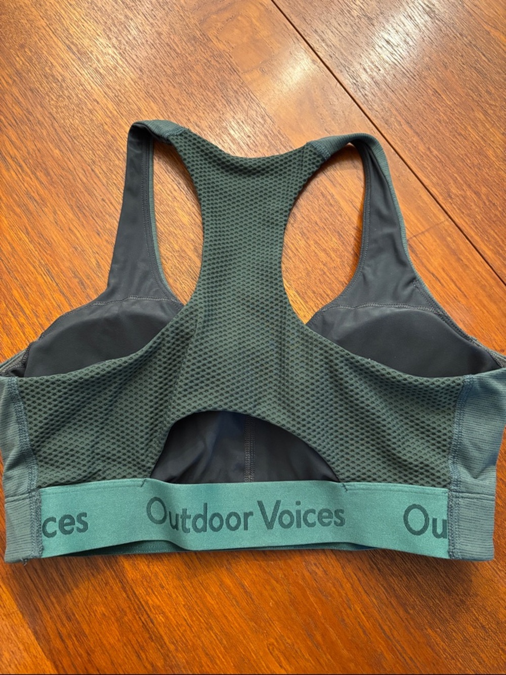 Outdoor Voices Teal Mesh Racerback Sports Bra